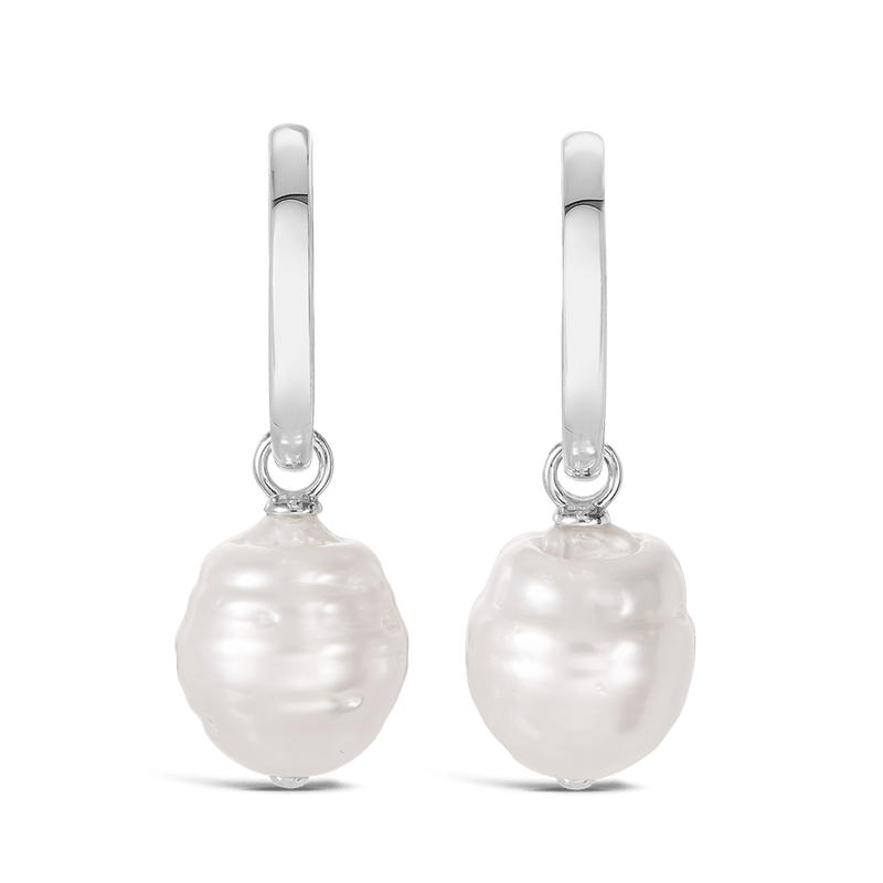 Baroque South Sea Pearl Drop Earrings in Silver Hardy Brothers Jewellers