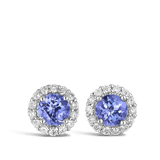 Tanzanite and Diamond Halo Earrings Hardy Brothers Jewellers