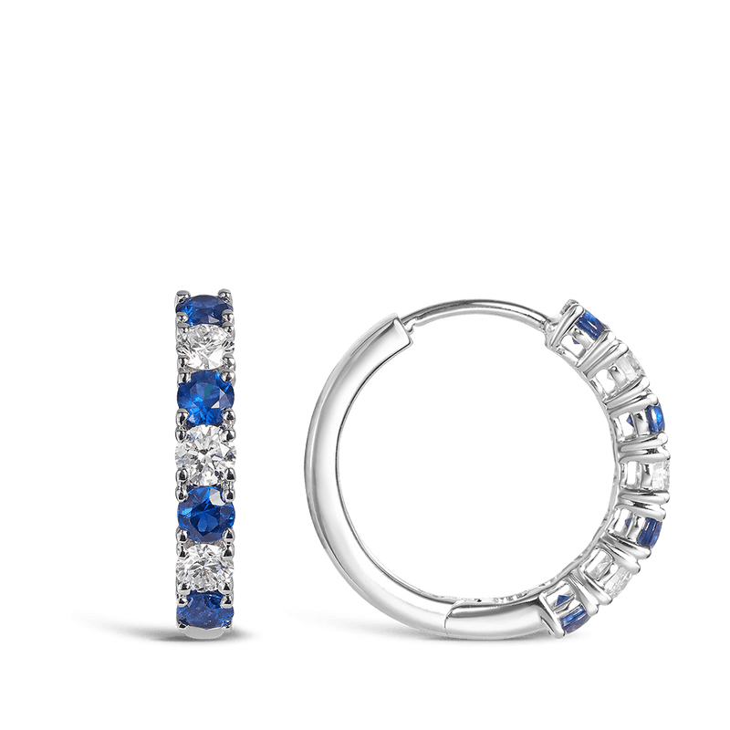 Sapphire and Diamond Earrings in 18ct White Gold Hardy Brothers 