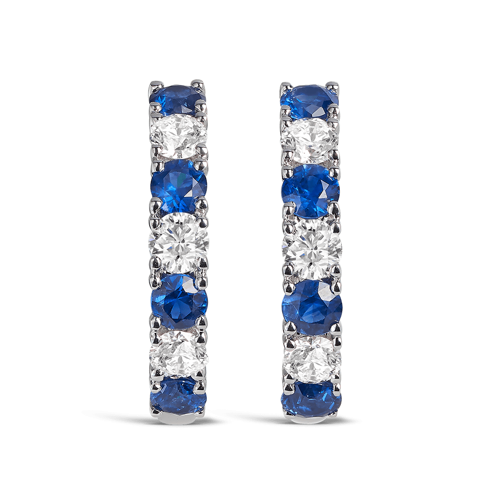 Sapphire and Diamond Earrings in 18ct White Gold Hardy Brothers 