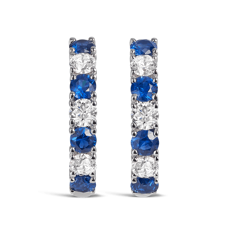 Sapphire and Diamond Earrings in 18ct White Gold Hardy Brothers 