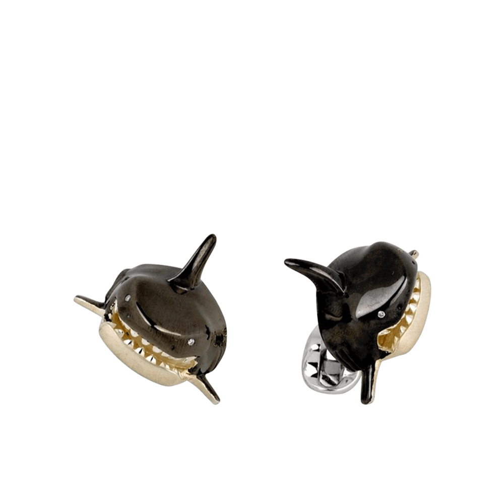 Deakin & Francis Sterling Silver Black Shark Cufflinks