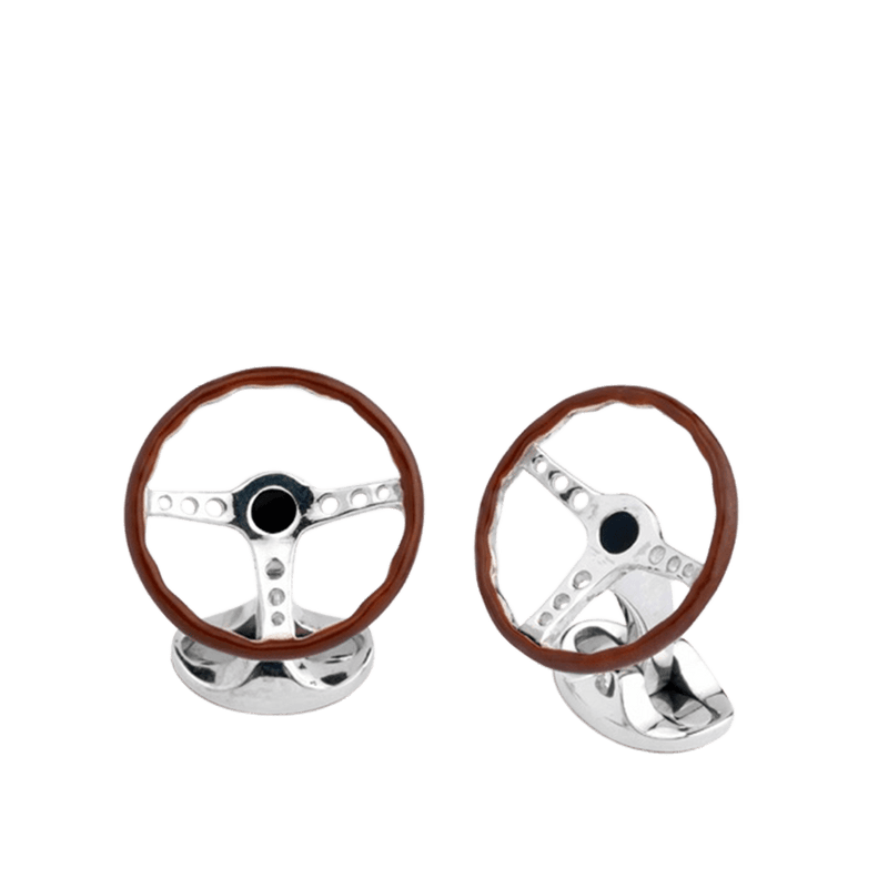 Sterling Silver Vintage Steering Wheel Cufflinks Hardy Brothers Jewellers
