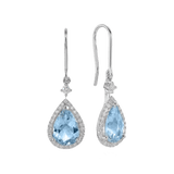 Aquamarine Drop Earrings with Diamonds in 18ct White Gold Hardy Brothers Jewellers 