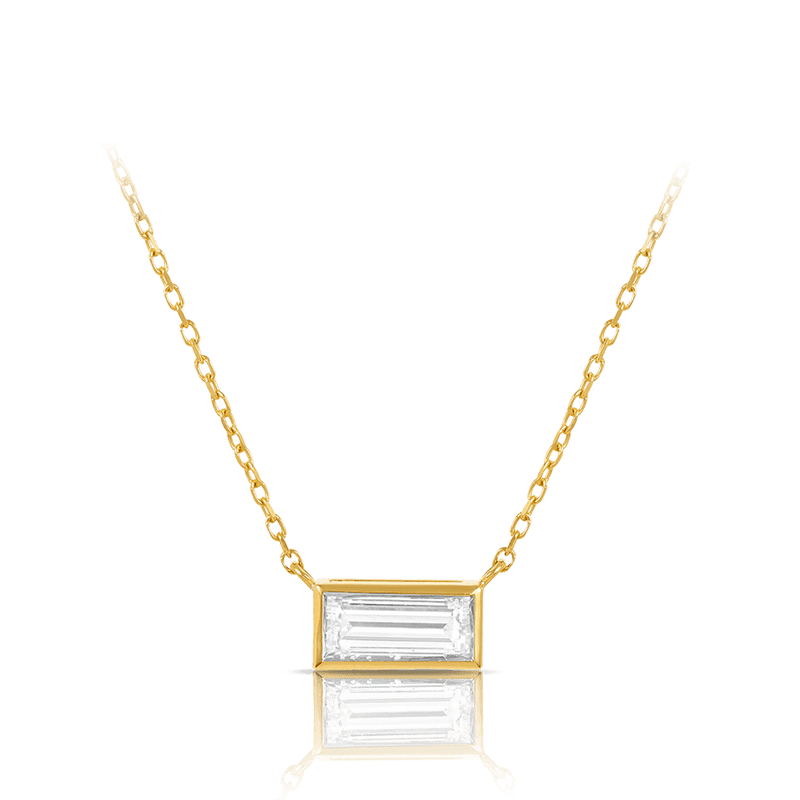 1.07 Carat Baguette Cut Diamond Necklace in 18ct Yellow Gold Hardy Brothers Jewellers 