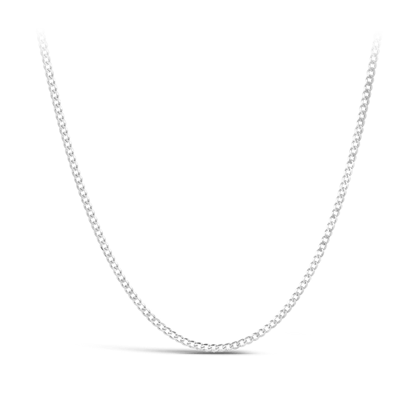 Flat Curb Link Chain in 18ct White Gold Hardy Brothers 