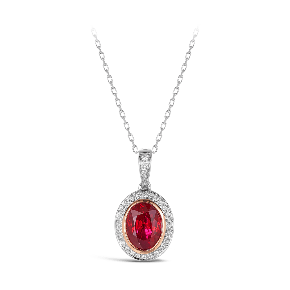 Vault 2.24 Carat Burmese Ruby and Diamond Pendant in 18ct White Gold Hardy Brothers 