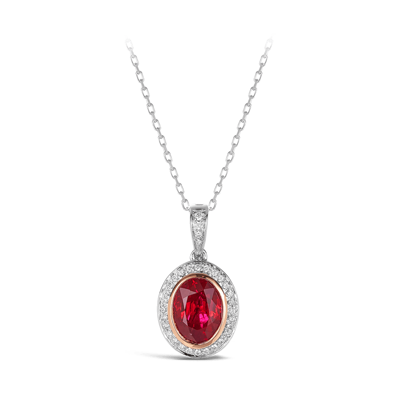 Vault 2.24 Carat Burmese Ruby and Diamond Pendant in 18ct White Gold Hardy Brothers 