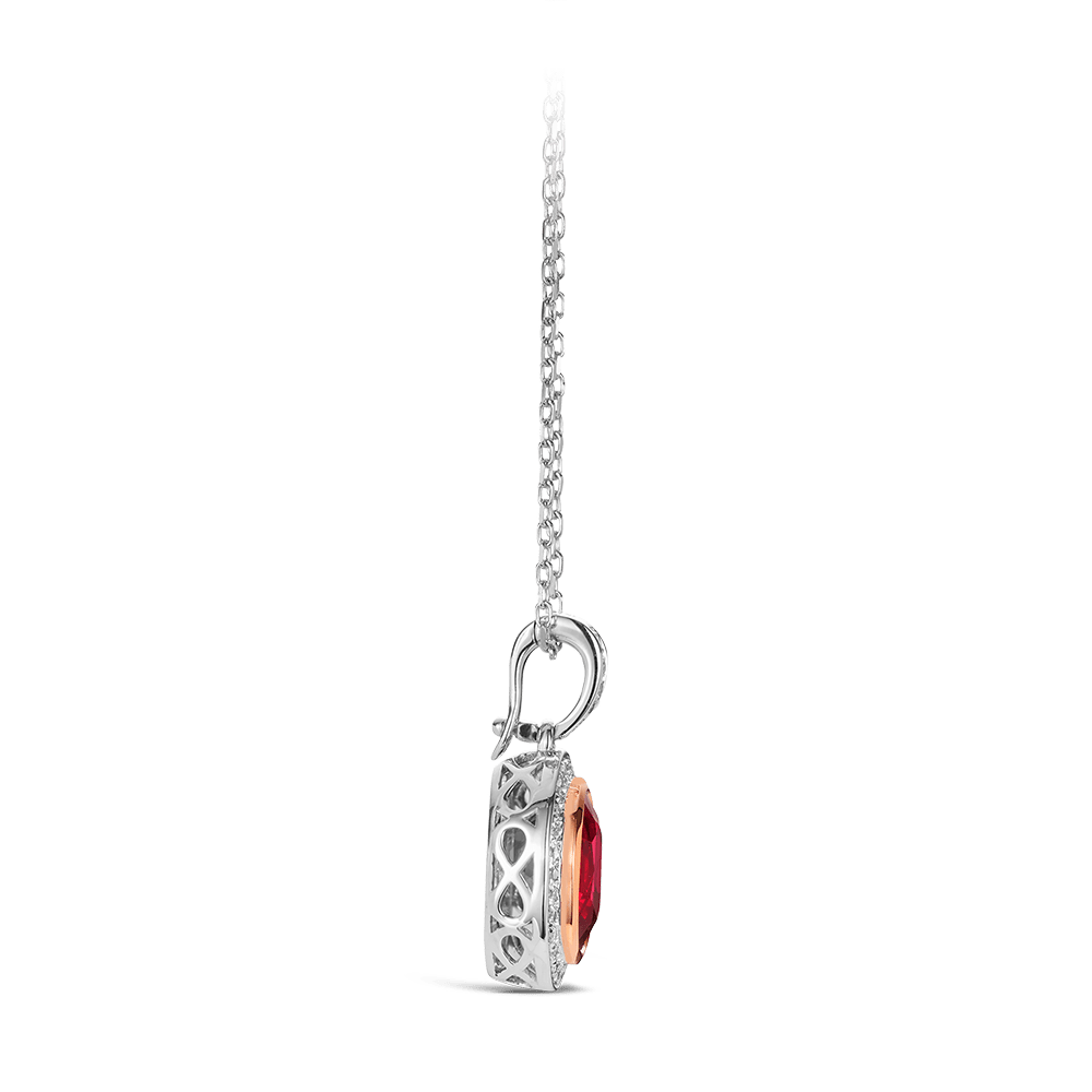 Vault 2.24 Carat Burmese Ruby and Diamond Pendant in 18ct White Gold Hardy Brothers 