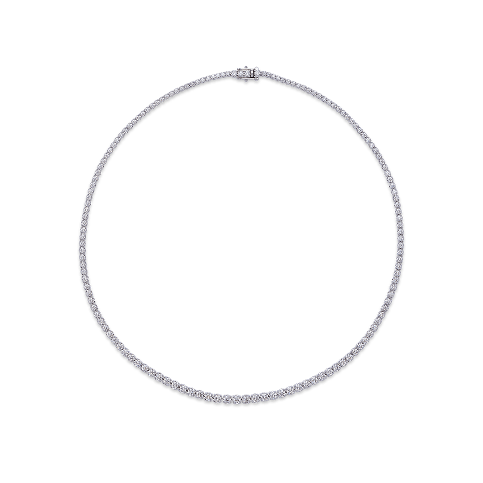 7.25 Carat Graduated Diamond Tennis Necklace in 18ct White Gold Hardy Brothers 