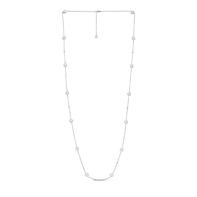 Diamond and Akoya Pearl Necklace in 18ct White Gold Hardy Brothers Jewellers