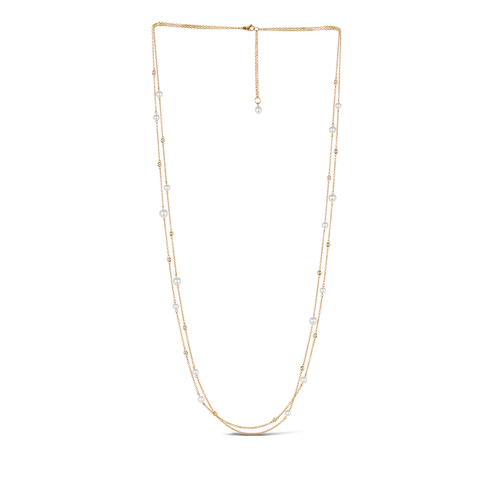 Diamond and Akoya Pearl Necklace in 18ct Yellow Gold Hardy Brothers Jewellers