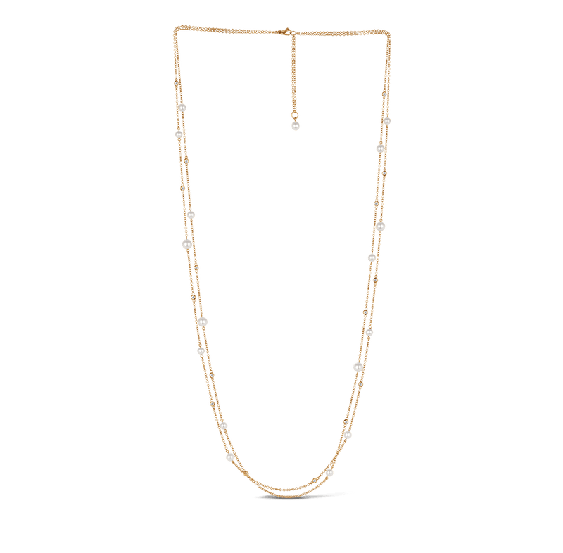 Diamond and Akoya Pearl Necklace in 18ct Yellow Gold Hardy Brothers Jewellers