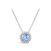 Halo Aquamarine and Diamond Pendant in 18ct White Gold Hardy Brothers 