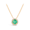 Halo Emerald and Diamond Pendant in 18ct Yellow Gold Hardy Brothers 