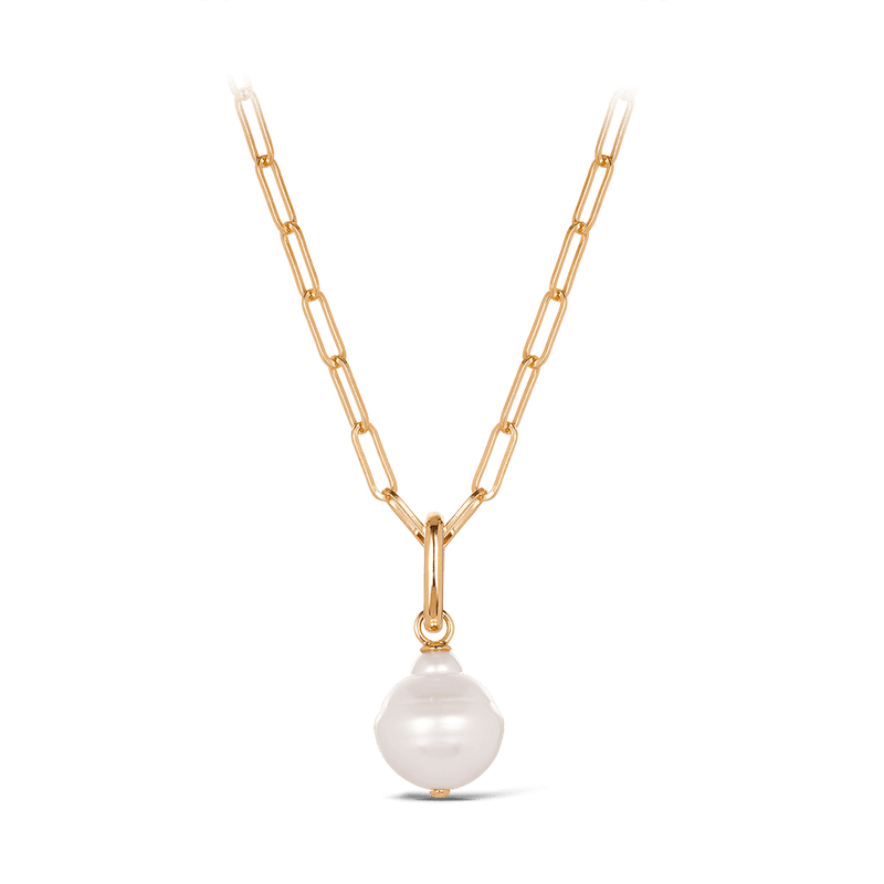 Paperclip Baroque South Sea Pearl Necklace in 18ct Yellow Gold Hardy Brothers Jewellers