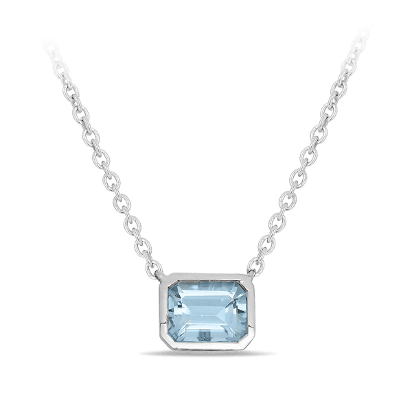 Quintessential Colour Aquamarine Necklace in 18ct White Gold Hardy Brothers 