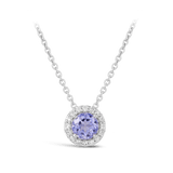 Halo Tanzanite and Diamond Pendant in 18ct White Gold Hardy Brothers 