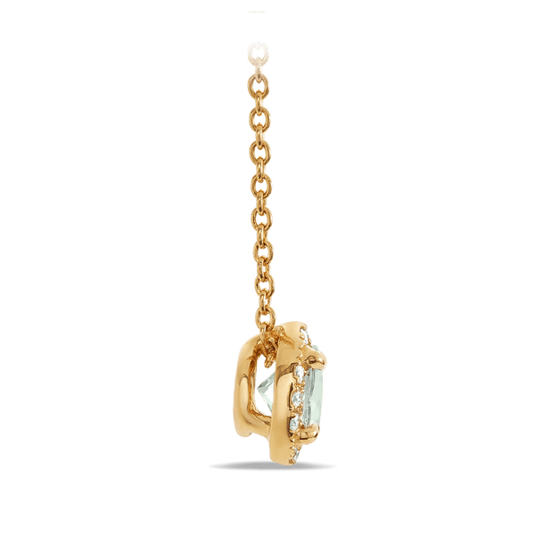 Halo Aquamarine and Diamond Pendant in 18ct Yellow Gold Hardy Brothers 