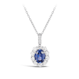 Sapphire and Diamond Pendant in 18ct White Gold Hardy Brothers 