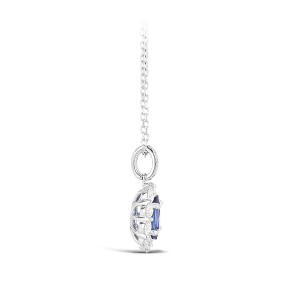 Sapphire and Diamond Pendant in 18ct White Gold Hardy Brothers 
