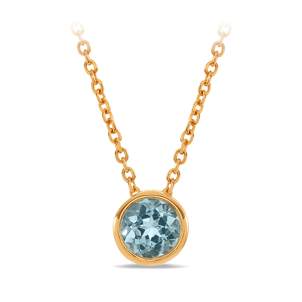 Quintessential Colour Aquamarine Pendant in 18ct Yellow Gold Hardy Brothers 