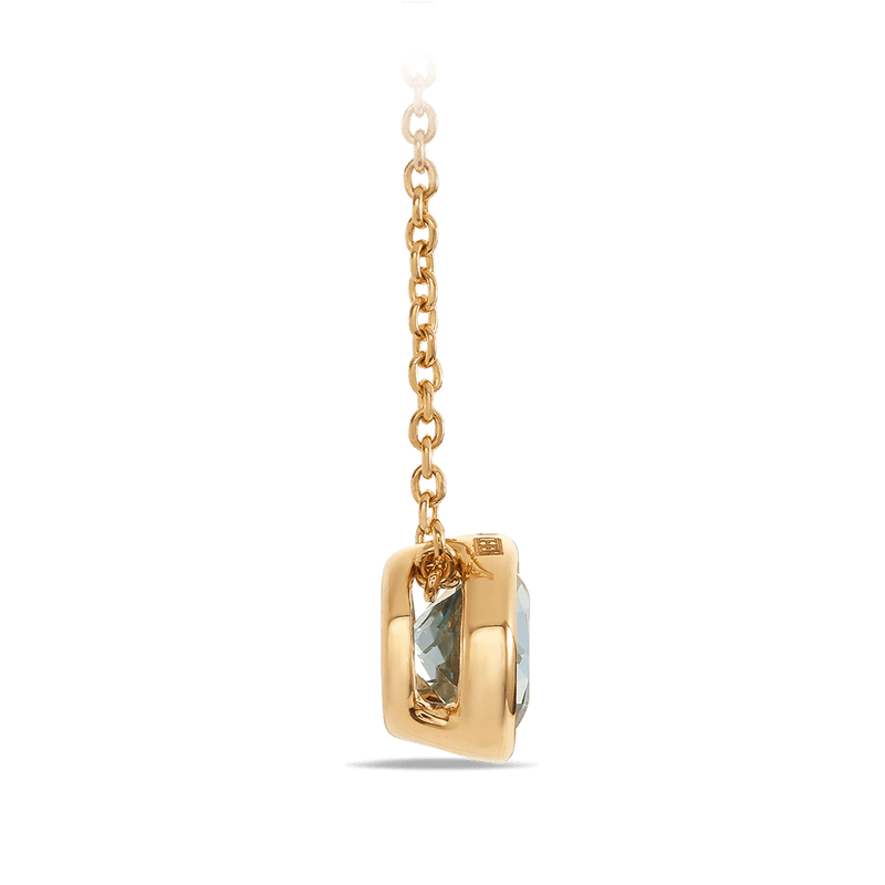 Quintessential Colour Aquamarine Pendant in 18ct Yellow Gold Hardy Brothers 
