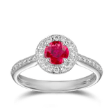 0.81ct Ruby and Diamond Halo Ring Hardy Brothers Jewellers