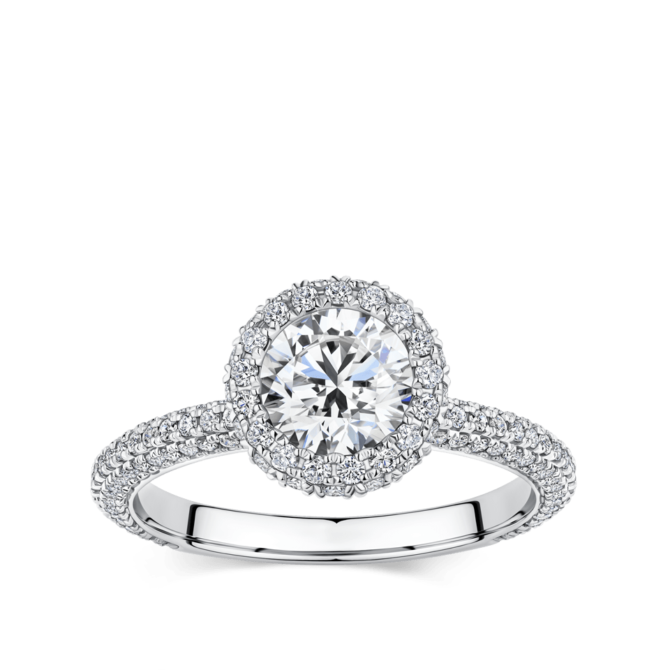 Raffiné 1.00 Carat Halo Engagement Ring in 18ct White Gold Hardy Brothers Jewellers