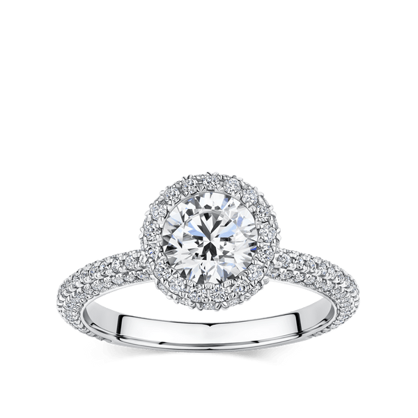 Raffiné 1.00 Carat Halo Engagement Ring in 18ct White Gold Hardy Brothers Jewellers