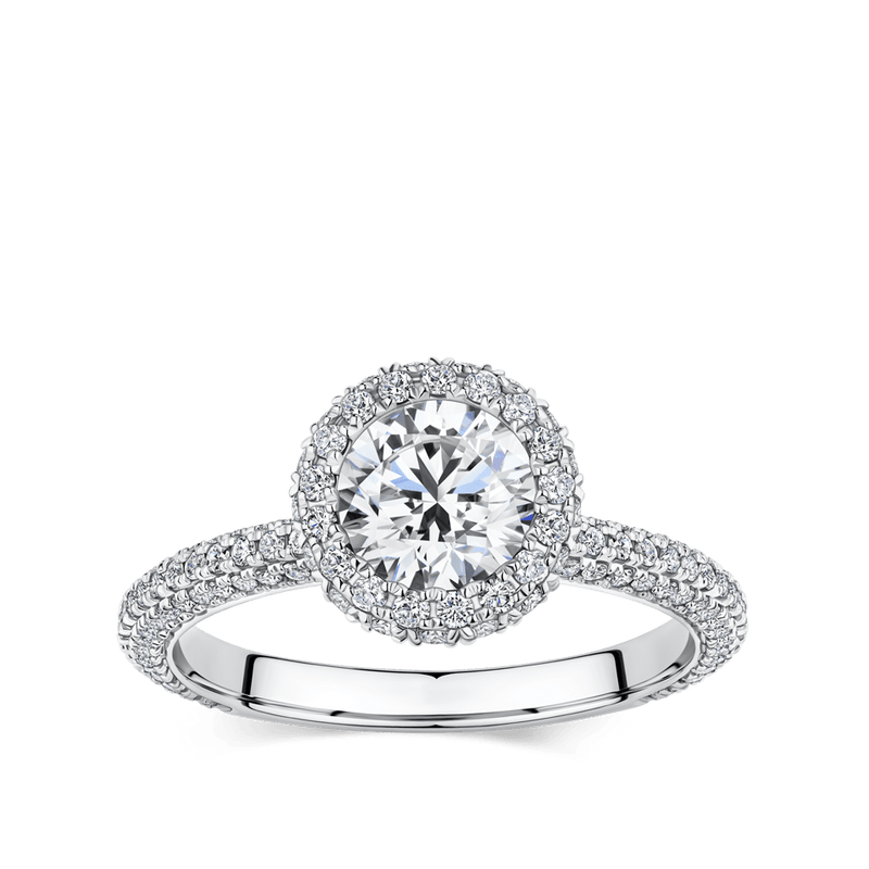 Raffiné 1.00 Carat Halo Engagement Ring in 18ct White Gold Hardy Brothers Jewellers