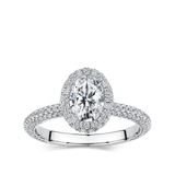 Raffiné 1.00 Carat Oval Halo Engagement Ring in 18ct White Gold Hardy Brothers 