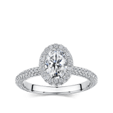 Raffiné 1.00 Carat Oval Halo Engagement Ring in 18ct White Gold Hardy Brothers 