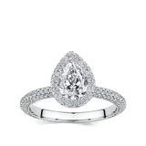 Raffiné 1.00 Carat Pear Halo Engagement Ring in 18ct White Gold Hardy Brothers 