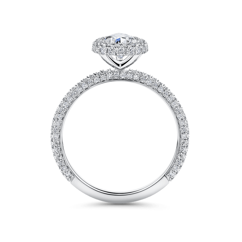 Raffiné 1.00 Carat Pear Halo Engagement Ring in 18ct White Gold Hardy Brothers 