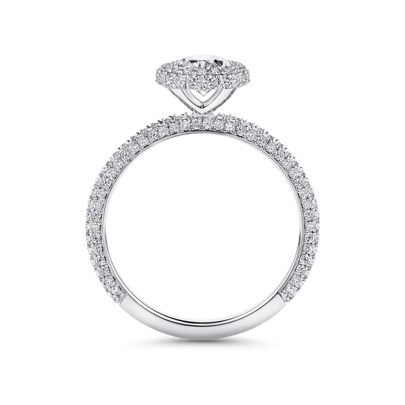 Raffiné 1.00 Carat Oval Halo Engagement Ring in 18ct White Gold Hardy Brothers 