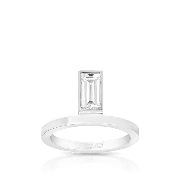 1.00 Carat Baguette Cut Diamond ring in 18ct White Gold Hardy Brothers 