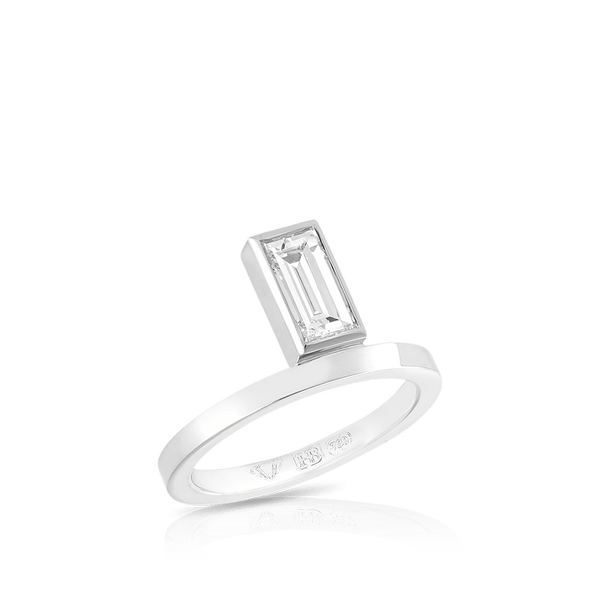 1.00 Carat Baguette Cut Diamond ring in 18ct White Gold Hardy Brothers 