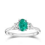 Emerald and Diamond Ring in 18ct White Gold Hardy Brothers 