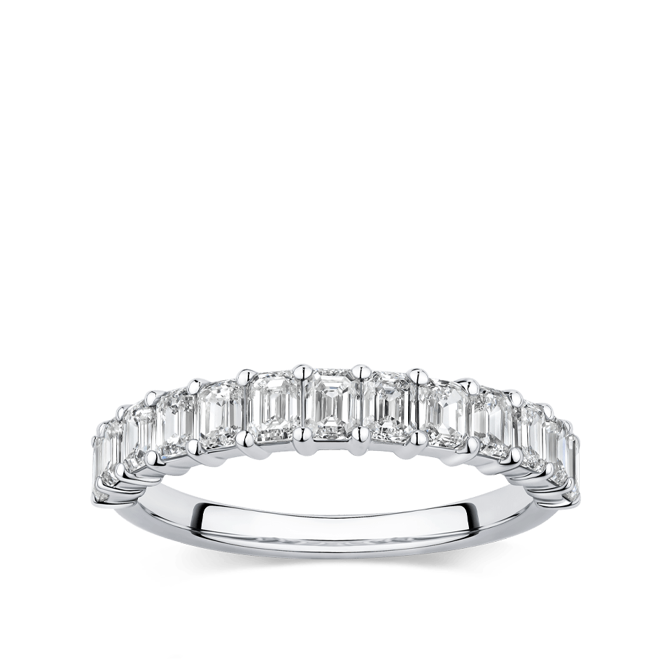 1.10 Carat Emerald Cut Diamond Wedding Ring in 18ct White Gold Hardy Brothers 