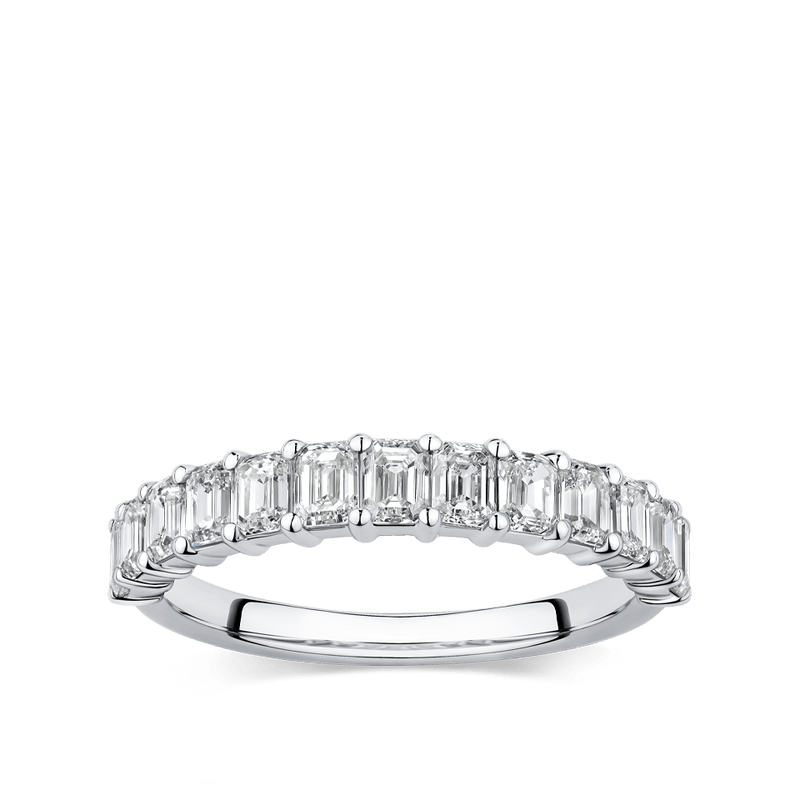 1.10 Carat Emerald Cut Diamond Wedding Ring in 18ct White Gold Hardy Brothers 