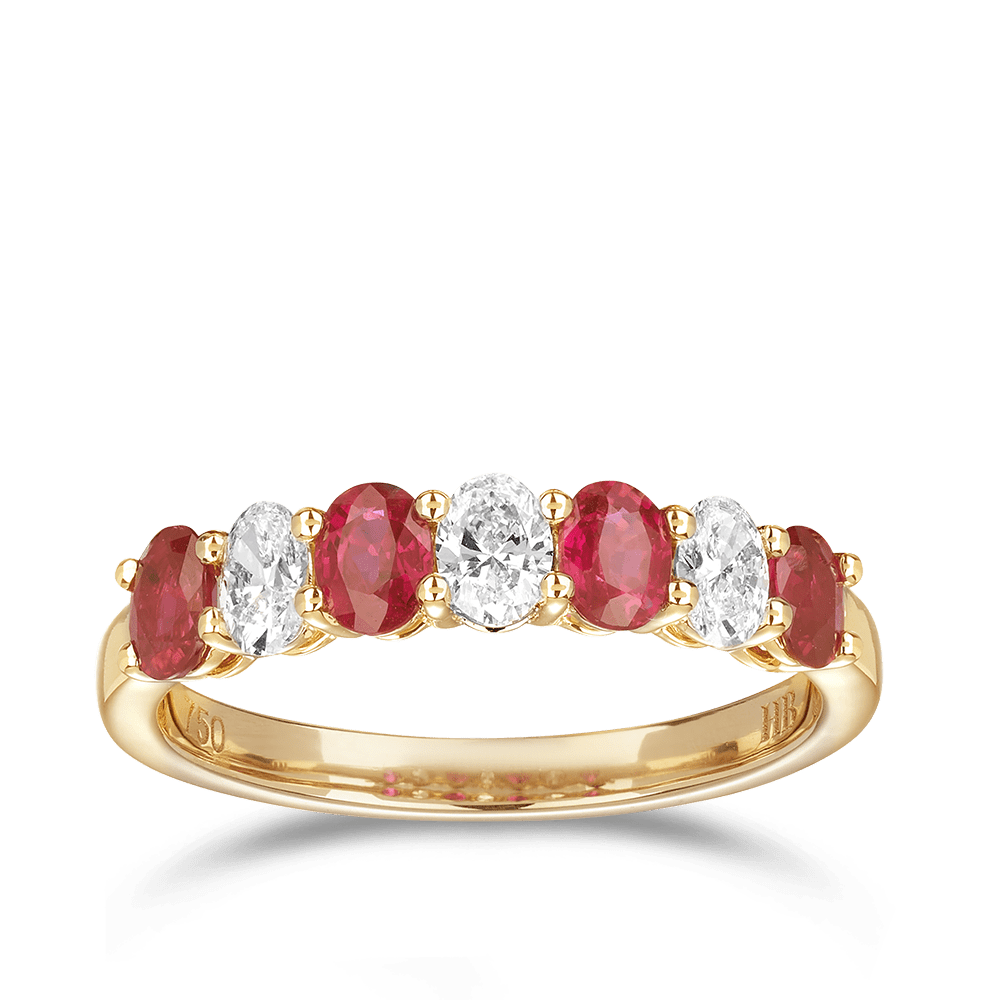 Oval Cut Ruby and Diamond Ring in 18ct Yellow Gold Hardy Brothers 