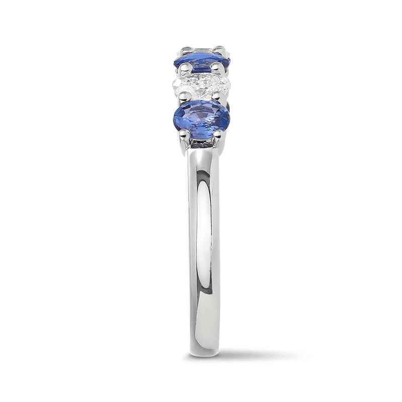 Oval Cut Sapphire and Diamond Ring in 18ct White Gold Hardy Brothers 