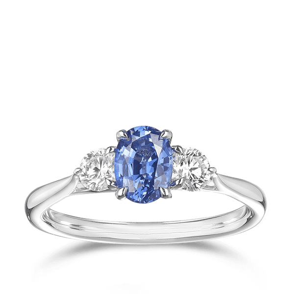 Ceylon Sapphire and Diamond Ring in 18ct White Gold Hardy Brothers 