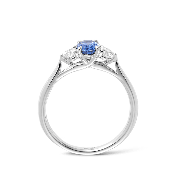 Ceylon Sapphire and Diamond Ring in 18ct White Gold Hardy Brothers 