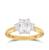 1.50 Carat Emerald Cut and Trapezoid Diamond Trilogy Engagement Ring in 18ct Yellow Gold Hardy Brothers 