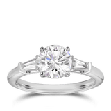 1.50 Carat Round Brilliant and Baguette Diamond Trilogy Engagement Ring in 18ct White Gold Hardy Brothers 