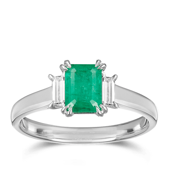 1.60ct Emerald and Baguette Diamond Ring Hardy Brothers Jewellers