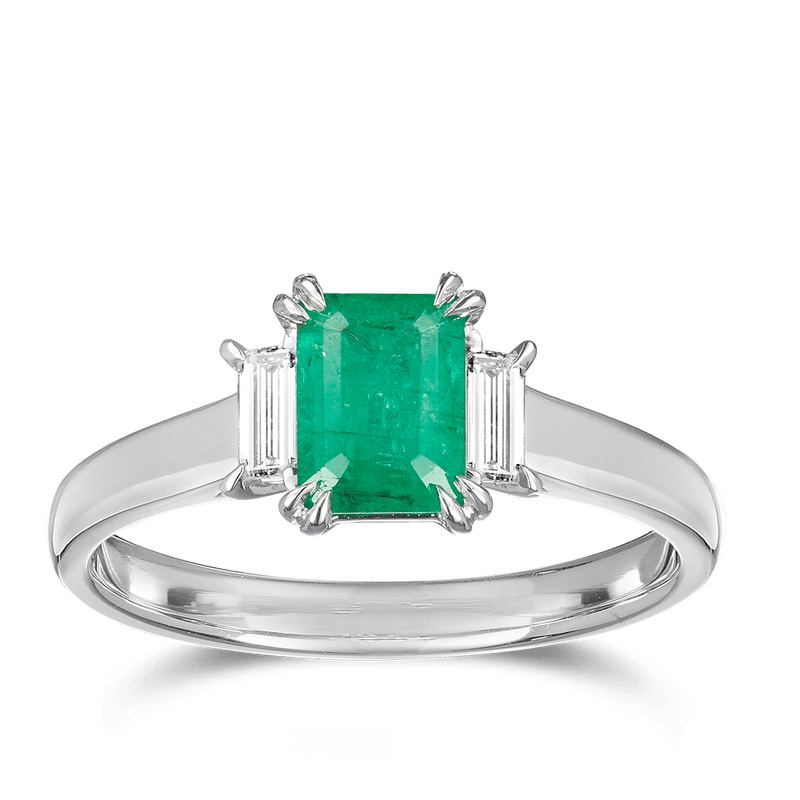 1.60ct Emerald and Baguette Diamond Ring Hardy Brothers Jewellers