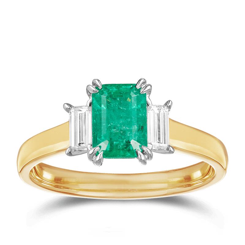 1.60ct Emerald and Baguette Diamond Ring Hardy Brothers Jewellers